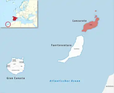 Die Lage des Gerichtsbezirk Arrecife in der Provinz Las Palmas