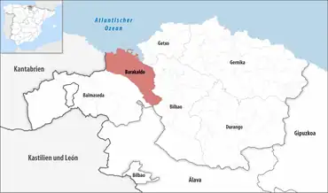 Die Lage des Gerichtsbezirk Barakaldo in der Provinz Bizkaia