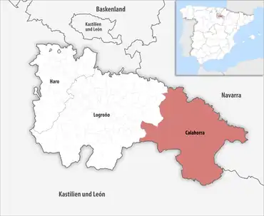 Die Lage des Gerichtsbezirk Calahorra in der autonomen Gemeinschaft La Rioja