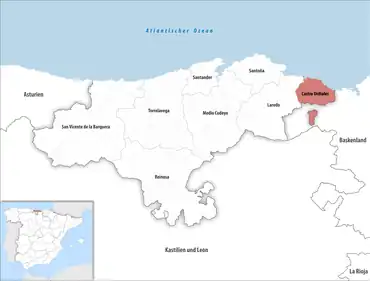 Die Lage des Gerichtsbezirk Castro Urdiales in der autonomen Gemeinschaft Kantabrien