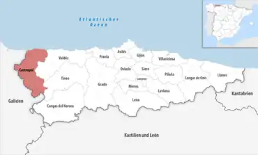 Die Lage des Gerichtsbezirk Castropol in der Provinz Asturien
