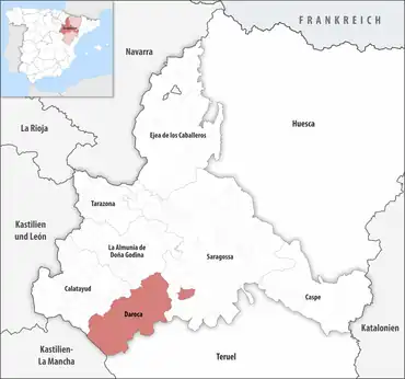 Die Lage des Gerichtsbezirk Daroca in der Provinz Saragossa