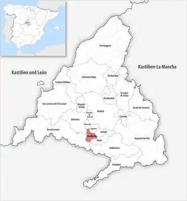 Die Lage des Gerichtsbezirk Fuenlabrada in der autonomen Gemeinschaft Madrid