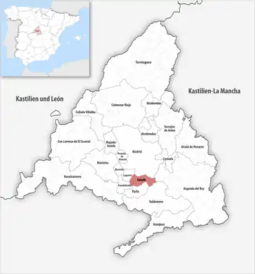 Die Lage des Gerichtsbezirk Getafe in der autonomen Gemeinschaft Madrid