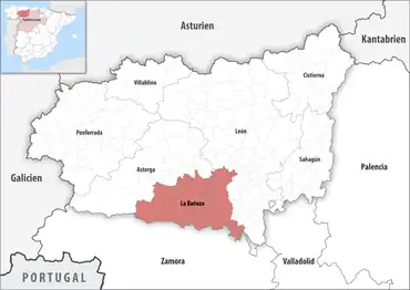 Die Lage des Gerichtsbezirk La Bañeza in der Provinz León