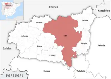 Die Lage des Gerichtsbezirk León in der Provinz León