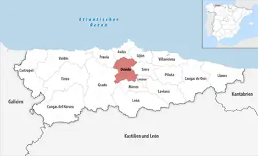 Die Lage des Gerichtsbezirk Oviedo in der Provinz Asturien
