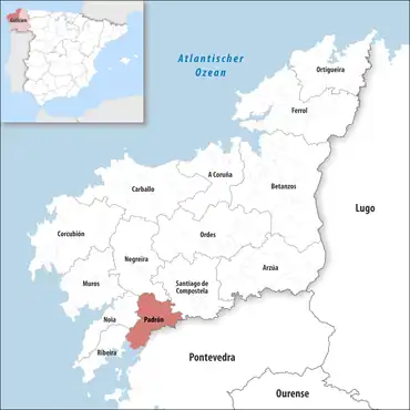 Die Lage des Gerichtsbezirk Padrón in der Provinz A Coruña