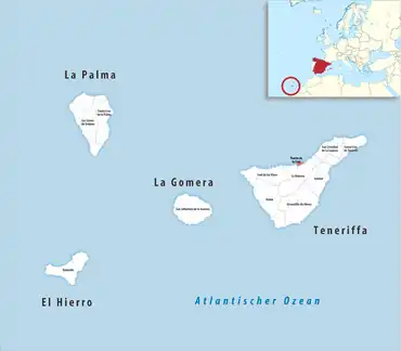 Die Lage des Gerichtsbezirk Puerto de la Cruz in der Provinz Santa Cruz de Tenerife