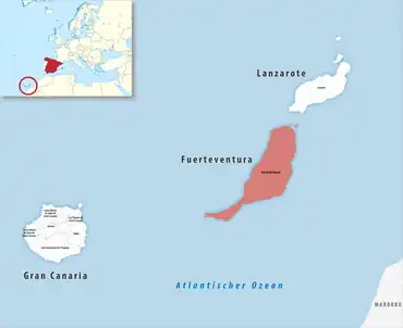Die Lage des Gerichtsbezirk Puerto del Rosario in der Provinz Las Palmas