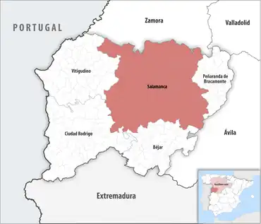 Die Lage des Gerichtsbezirk Salamanca in der Provinz Salamanca