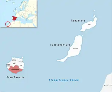 Die Lage des Gerichtsbezirk San Bartolomé de Tirajana in der Provinz Las Palmas