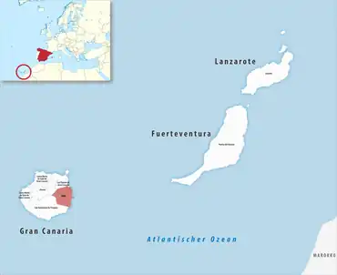 Die Lage des Gerichtsbezirk Telde in der Provinz Las Palmas