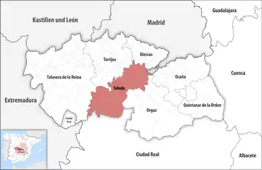 Die Lage des Gerichtsbezirk Toledo in der Provinz Toledo