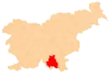 Karte von Slowenien, Position von Kočevje hervorgehoben