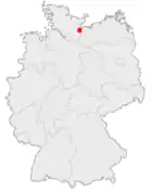 Lage der kreisfreien Stadt Lübeck in Deutschland