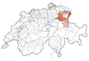 Lage des Kantons in der Schweiz