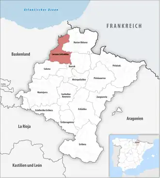 Die Lage der Comarca Larraun-Leitzaldea in der autonomen Gemeinschaft Navarra