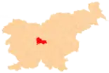 Karte von Slowenien, Position von Ljubljana hervorgehoben