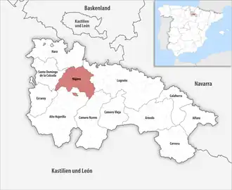 Die Lage der Comarca Nájera in der autonomen Gemeinschaft La Rioja