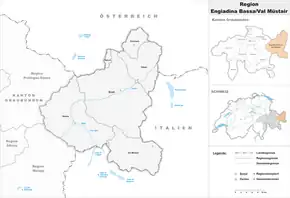 Karte von RegionEngiadina Bassa/Val MüstairRegion Unterengadin/Münstertal