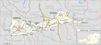 Übersichtskarte der Salzburger Schieferalpen