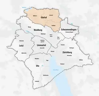 Lage des Schulkreis Glattal innerhalb der Stadt Zürich