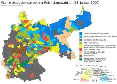Die Ergebnisse der Reichstagswahl 1907 nach Wahlkreisen