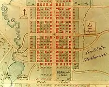 Ausschnitt aus der Ortskarte von Ebendorf (Știuca), 1797