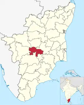 Positionskarte des Distrikts Karur