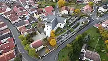 Luftaufnahme von der Katholischen Kirche St. Dionys Rottershausen