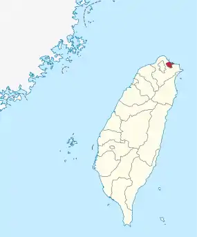 Karte von Taiwan, Position von Keelung hervorgehoben