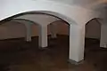 Kellergewölbereihen mit Unterzügen unter der Pathologie im KZ Sachsenhausen (1940er Jahre)