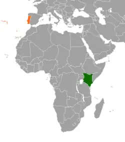 Lage von Kenia und Portugal
