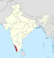 Lage des Bundesstaates Kerala