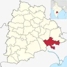 Positionskarte des Distrikts Khammam
