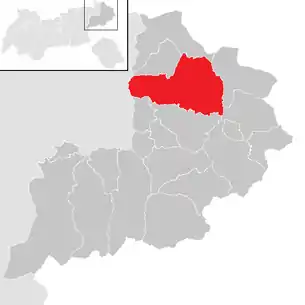 Lage der Gemeinde Kirchdorf in Tirol im Bezirk Kitzbühel (anklickbare Karte)