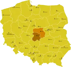 Karte der Kirchenprovinz Łódź