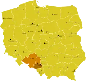 Karte der Kirchenprovinz Katowice