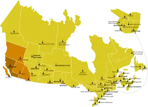Karte der Kirchenprovinz Vancouver