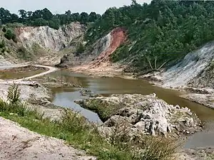 Liether Kalkgrubefreigelegte Gesteine aus dem Perm