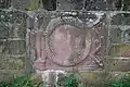 Kopie eines römischen Reliefs, eingemauert am nicht mehr sichtbaren Kleinkastell Zwing(Zustand August 2007)