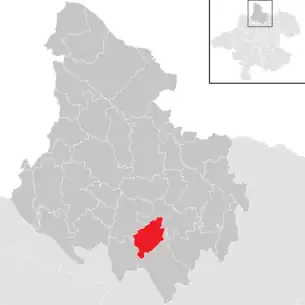 Lage der Gemeinde Kleinzell im Mühlkreis im Bezirk Rohrbach (anklickbare Karte)
