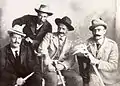 Christian Kaufmann, Josef Pollinger, Christian Klucker und Josef Bossonay (v.l.) begleiteten Edward Whymper 1901 nach Kanada