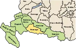 Lage des Komitats Pozsega(Požega/Poschegg)