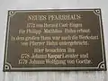 Gedenktafel am neuen Pfarrhaus in Kornwestheim
