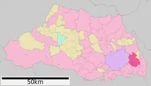 Lage Koshigayas in der Präfektur