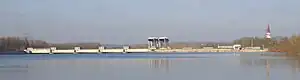 Kraftwerk Schärding-Neuhaus, vom Oberwasser aus gesehen