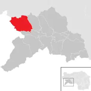 Lage der Gemeinde Krakau (Steiermark) im Bezirk Murau (anklickbare Karte)