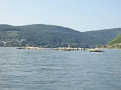 Krausaue, rechtsrheinisch oberhalb des Binger Lochs